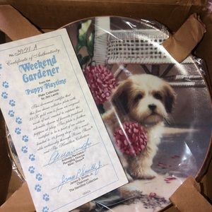 “Weekend Gardener” Puppy Playtime 23k Gold Plate